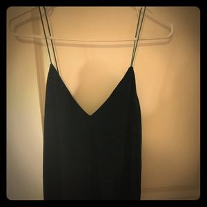 Emerald green velvet spaghetti strap dress!